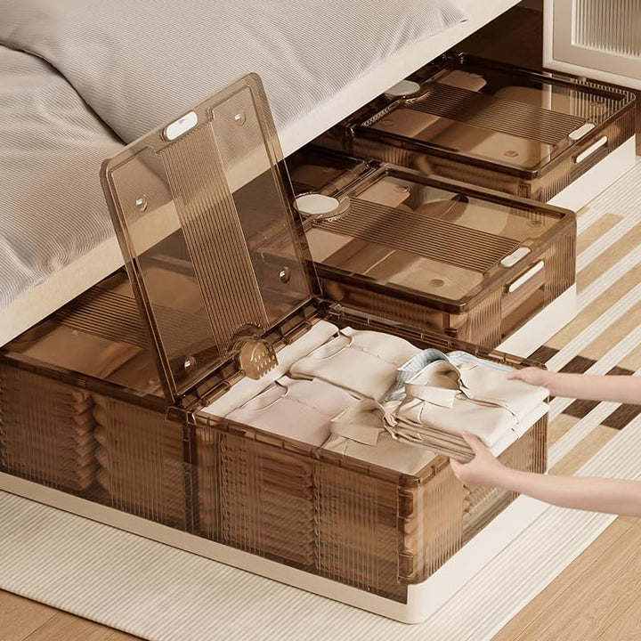 2 Stück 125 L Unterbett Aufbewahrungsbox Mit Deckel, Unterbettkommode Mit Rollen, Aufbewahrungsboxen
