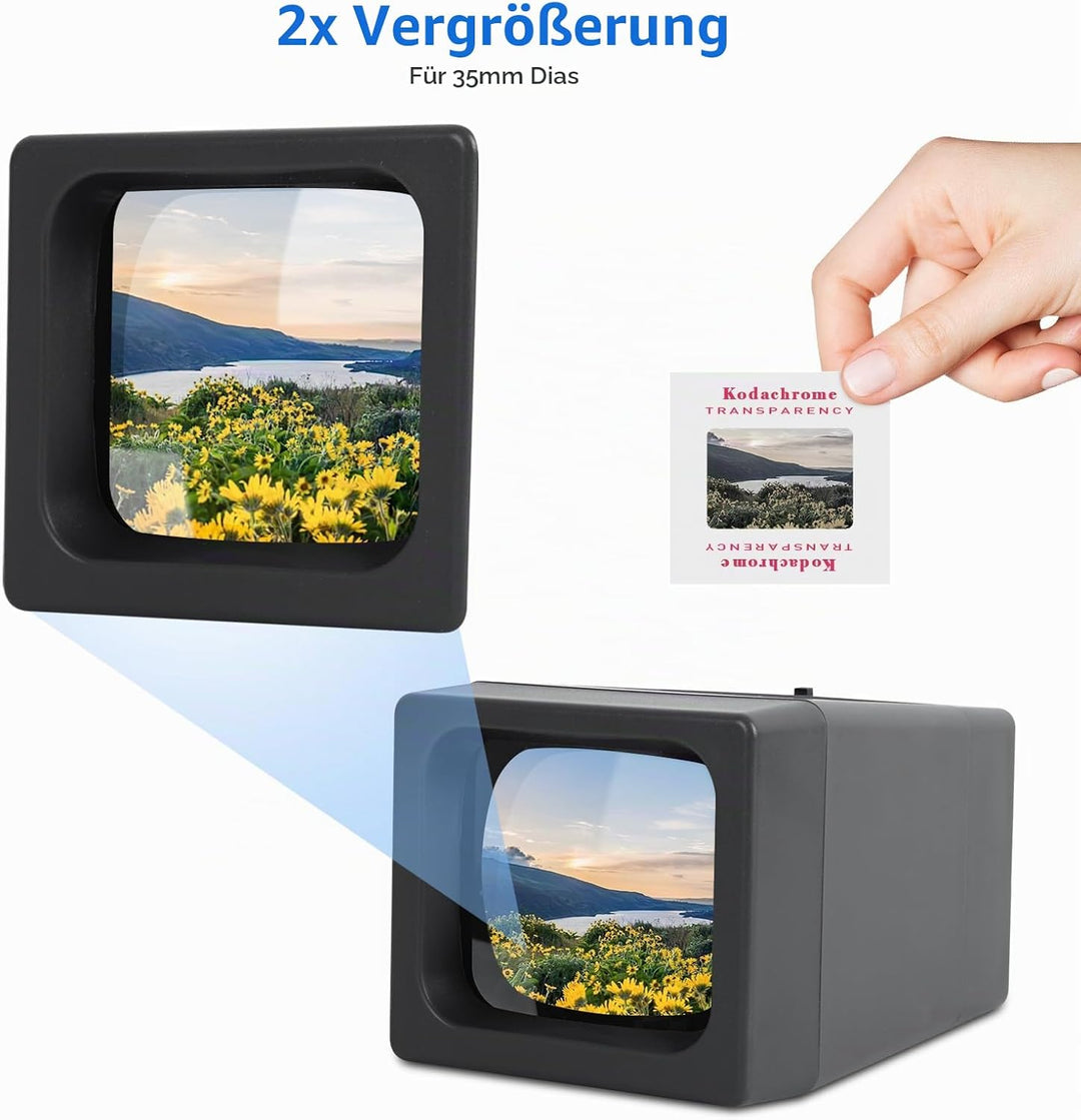 DGODRT LED-Diabetrachter für alte Dias, 35mm-Negative und Diaprojektoren, (2 x AAA-Batterien enthalt