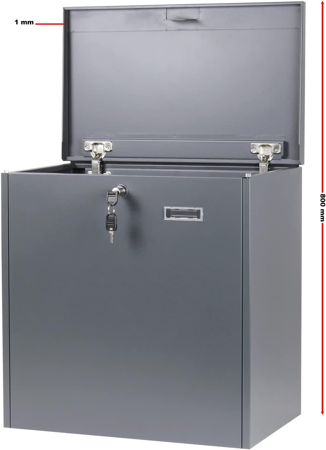 Wiltec Paketkasten grau 508 x 315 x 500 mm, Paketbox Zuhause, Private Paketannahme passend für Paket