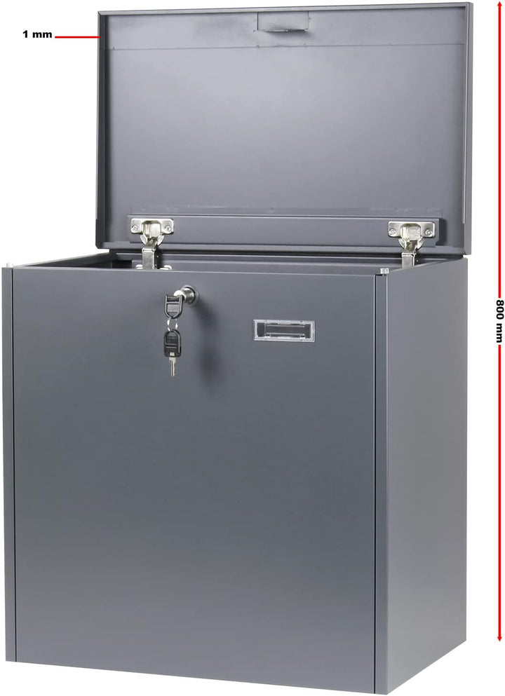 Wiltec Paketkasten grau 508 x 315 x 500 mm, Paketbox Zuhause, Private Paketannahme passend für Paket