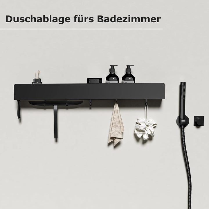 REKITA Duschablage ohne Bohren, Badezimmer Organizer 60 cm, Duschablage Edelstahl mit 5 Abnehmbaren