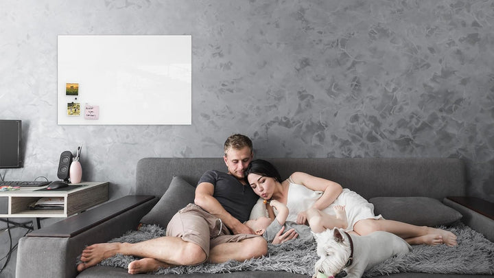 ALLboards Glasboard Magnetisch Perlweiss 90x60cm, Rahmenlos, Glastafel, Magnettafel, Gehärtetes Glas