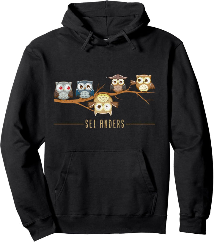Sei anders Eule Pullover Hoodie