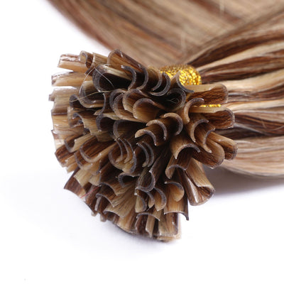 Keratin Bonding - # 4/24 GESTRÄHNT - 70cm - 150 Strähnen - 1g - 100% Remy Echthaar Haarverlängerung