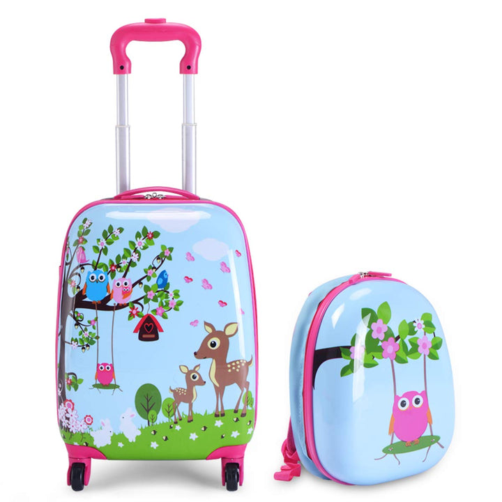 GOPLUS Kinderkoffer mit Rucksack, Kids Trolley, Kindergepäck mit Rollen, Reisekoffer mit Teleskopgri