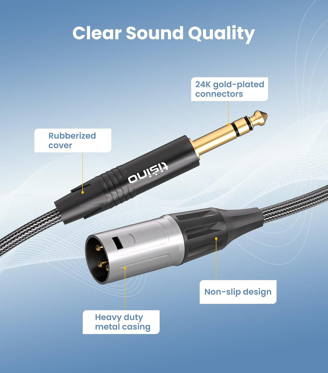 Tisino Klinke 6,3 TRS auf XLR Kabel, Symmetrisches 6,35 mm Stereo Klinke auf xlr Signalverbindungska