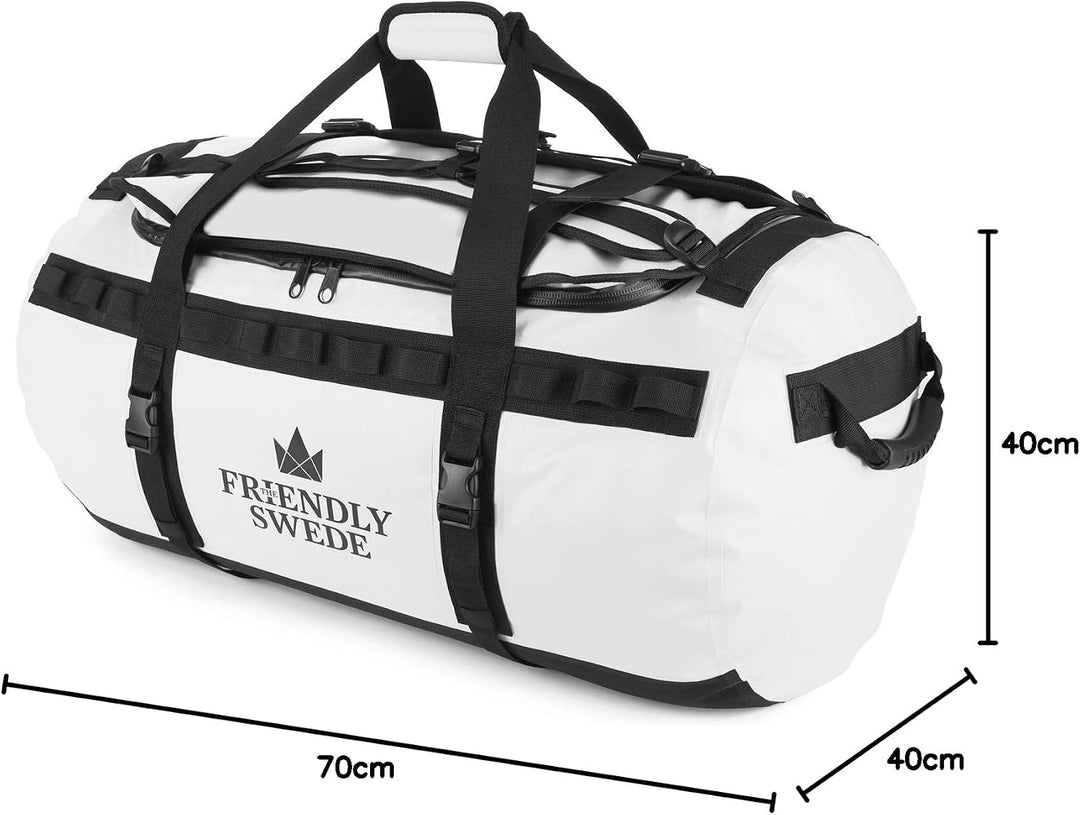 The Friendly Swede Wasserfeste Reisetasche Duffle Bag Rucksack - 60L / 90L | Sporttasche mit Rucksac