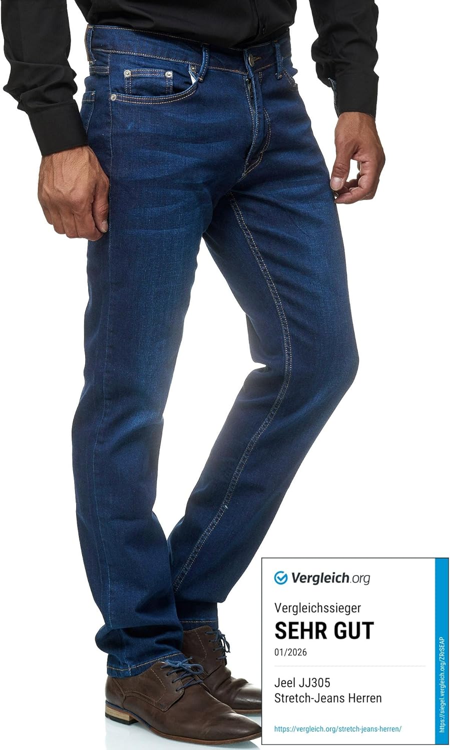 JEEL Herren-Jeans - Regular-Fit Straight-Cut - Stretch - Jeans-Hose Basic Washed 29W / 30L 01-navy,