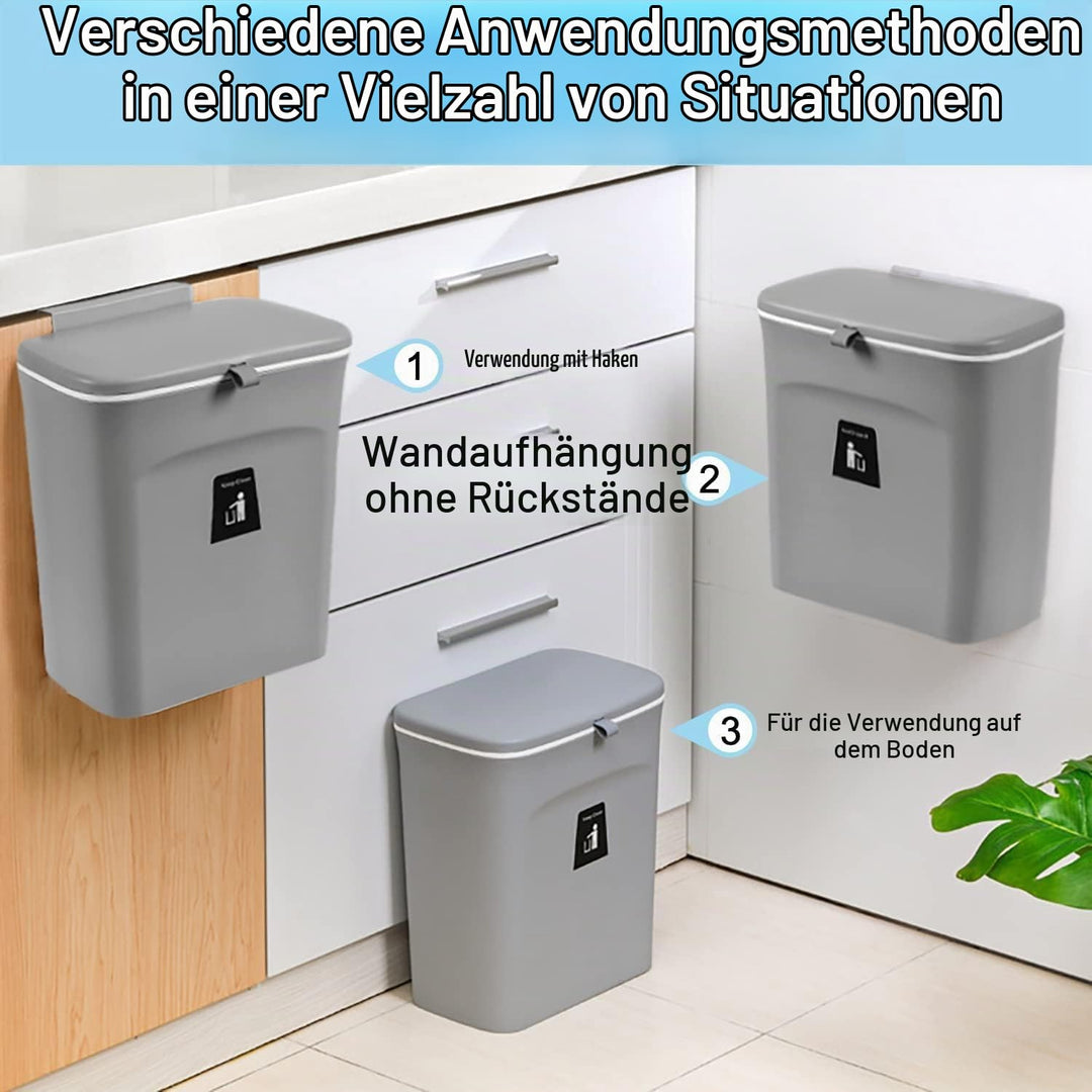 Komposteimer für Küche, 9L Hängender Mülleimer mit Deckel, Küchenabfalleimer, Mülleimer für Küche un