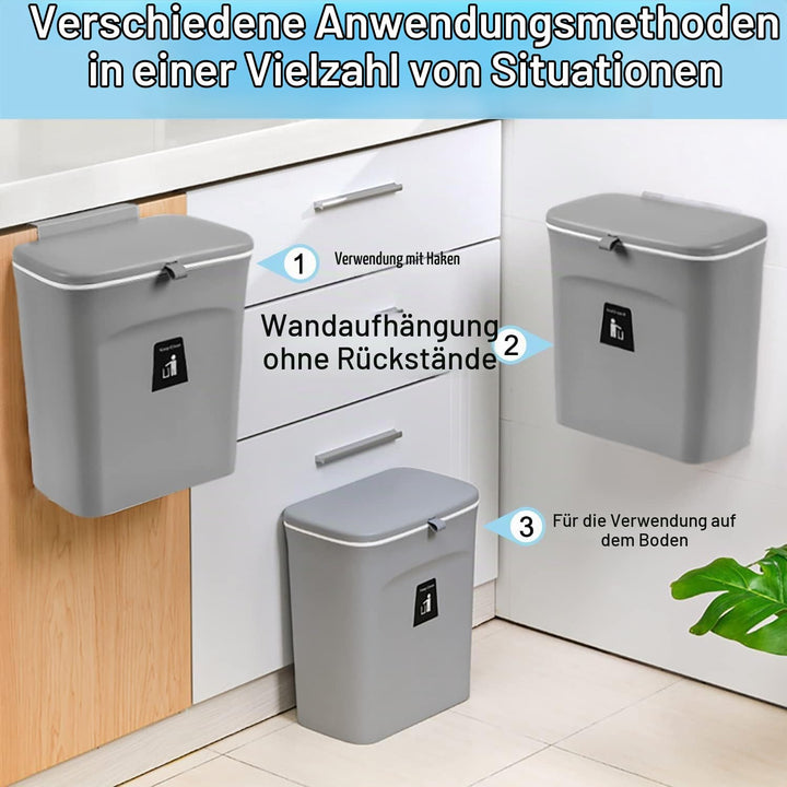 Komposteimer für Küche, 9L Hängender Mülleimer mit Deckel, Küchenabfalleimer, Mülleimer für Küche un
