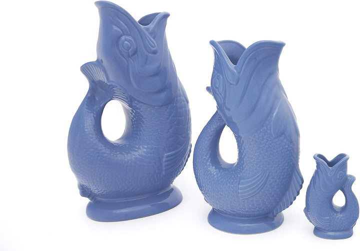 Karaffe Gluggle Jug – das glucksende Original! Fisch Vase Keramikkrug in Fisch-Form | 1,3 L | Sea Bl