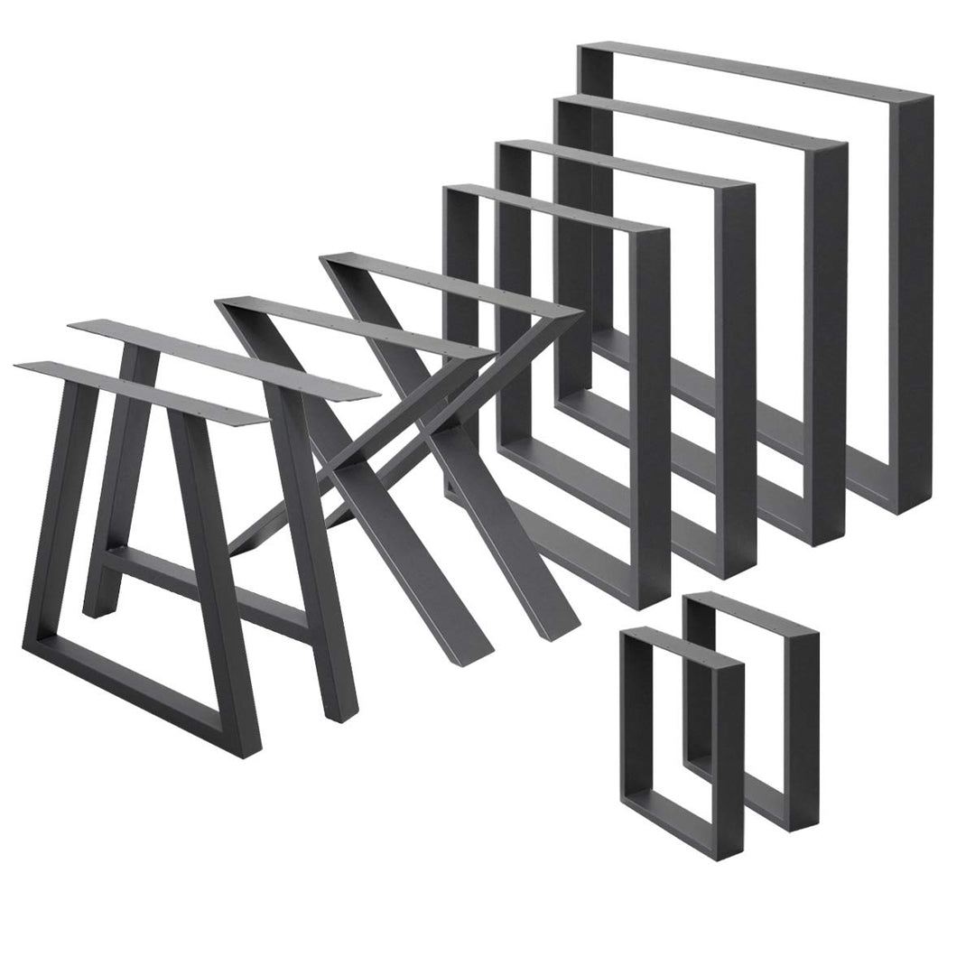 ECD Germany 2er Set Tischbeine aus Vierkantprofilen 60x72 cm Anthrazit, pulverbeschichtete Stahl, In