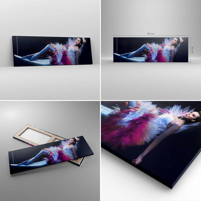 Panorama Bilder auf Leinwand Frau Geheimnis Kleid elegant Leinwandbild 90x30cm Wandbilder Dekoration