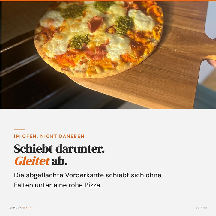 Pizzaschieber aus Akazienholz 35,5 × 48,6 cm – Grosses Pizzabrett & Servierplatte – Handgefertigt, R