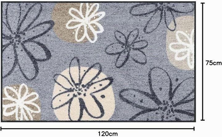 Erwin Müller Fussmatte Koblenz, Schmutzfangmatte, Fussabtreter rutschhemmend, Blumenmotiv grau/braun