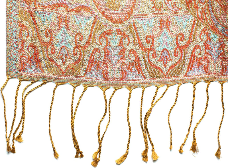 ufash Pashmina 100% Seidenschal aus Indien für Damen & Herren, Paisley Muster, 160 x 35 cm - Schal a