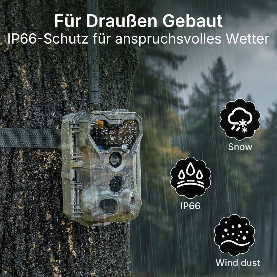 GardePro X70 Pro 4G LTE Wildkamera mit Live-Streaming, Wiederaufladbare 8000mAh Akku mit 64GB SD Kar