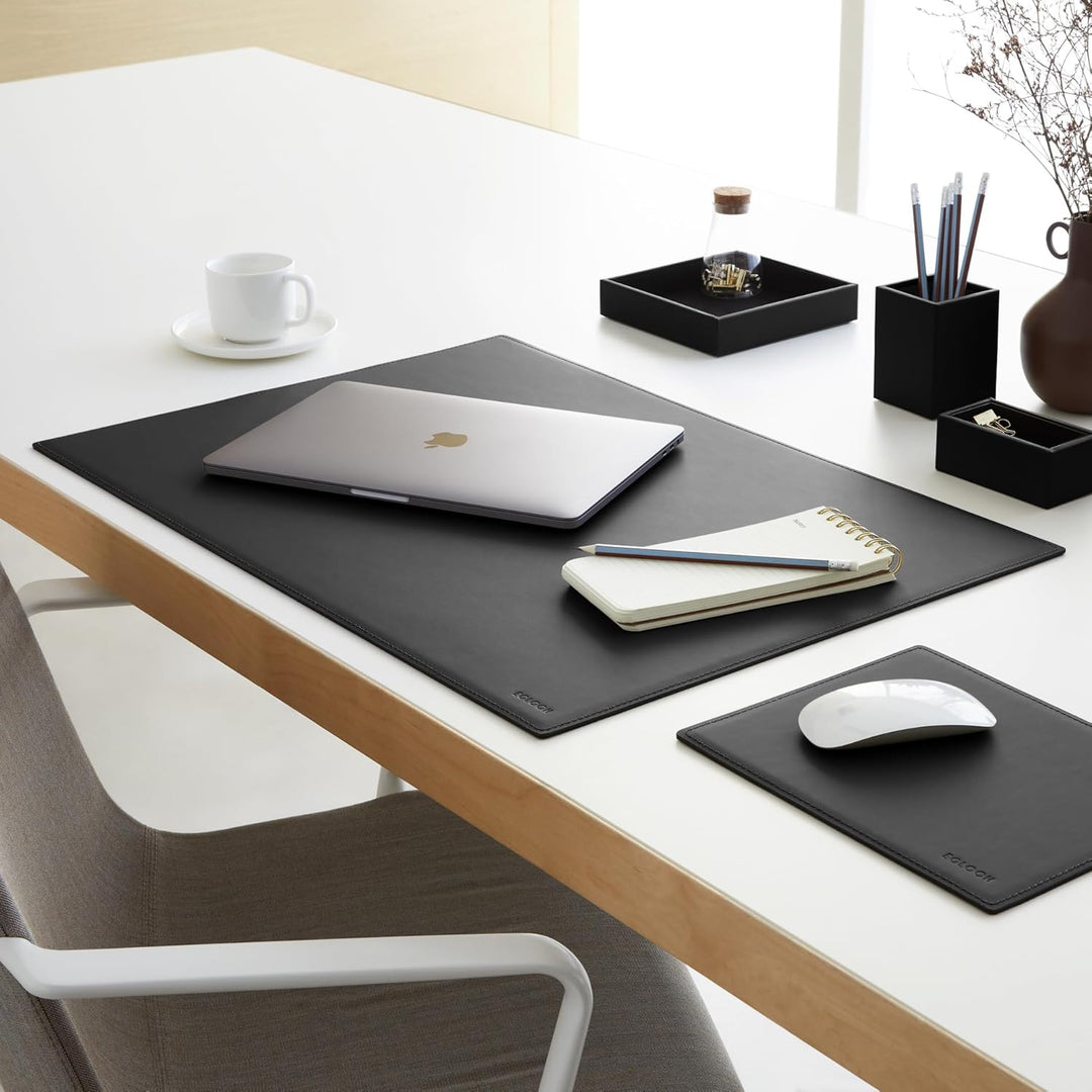 eglooh - Mercurio - Mauspad aus Leder Schwarz cm 25x20 - Mousepad für Schreibtisch und Büro, handwer