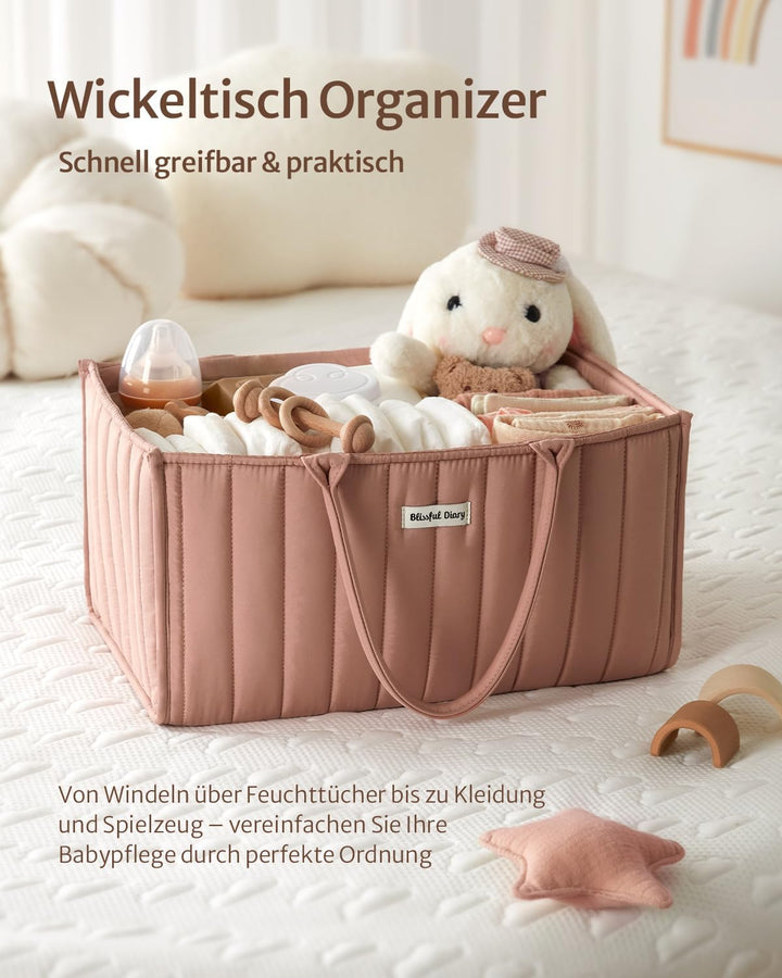 Blissful Diary Wickeltisch-Organizer, Wickelkorb für die Wickelstation, Stilvoller Wickelorganizer f