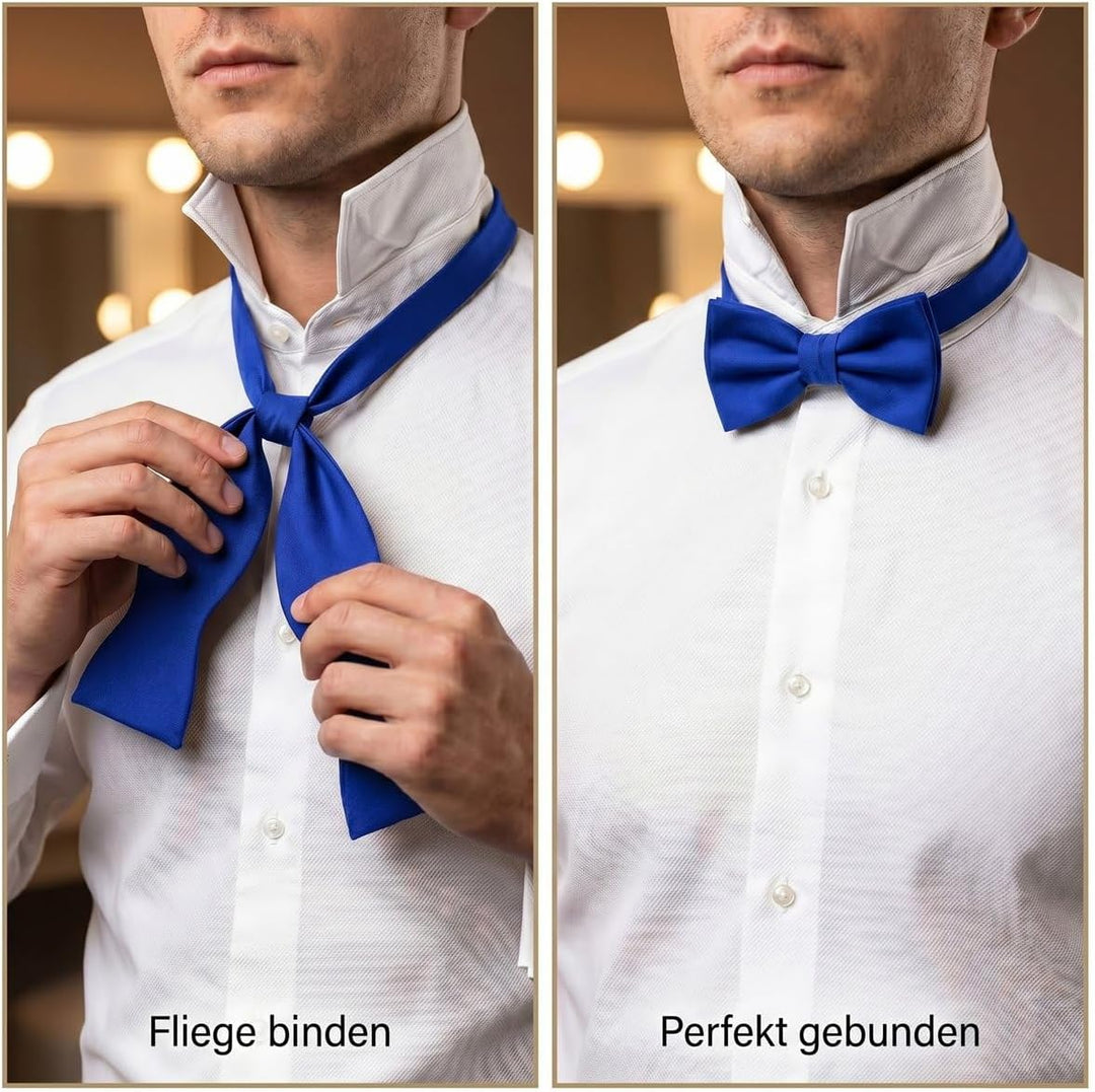 TigerTie Herren Selbstbinder Satin Fliege + Aufbewahrungsbox Blau Royalblau Leuchtblau, Blau Royalbl