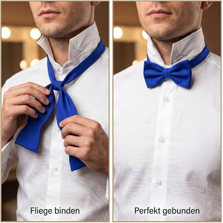 TigerTie Herren Selbstbinder Satin Fliege + Aufbewahrungsbox Blau Royalblau Leuchtblau, Blau Royalbl