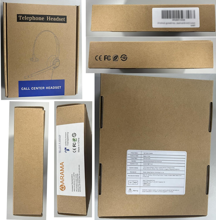 Arama 3,5mm Klinke Headset Handy, PC Kopfhörer mit Mikrofon Noise Cancelling für Fritzfon c6 c5 iPho