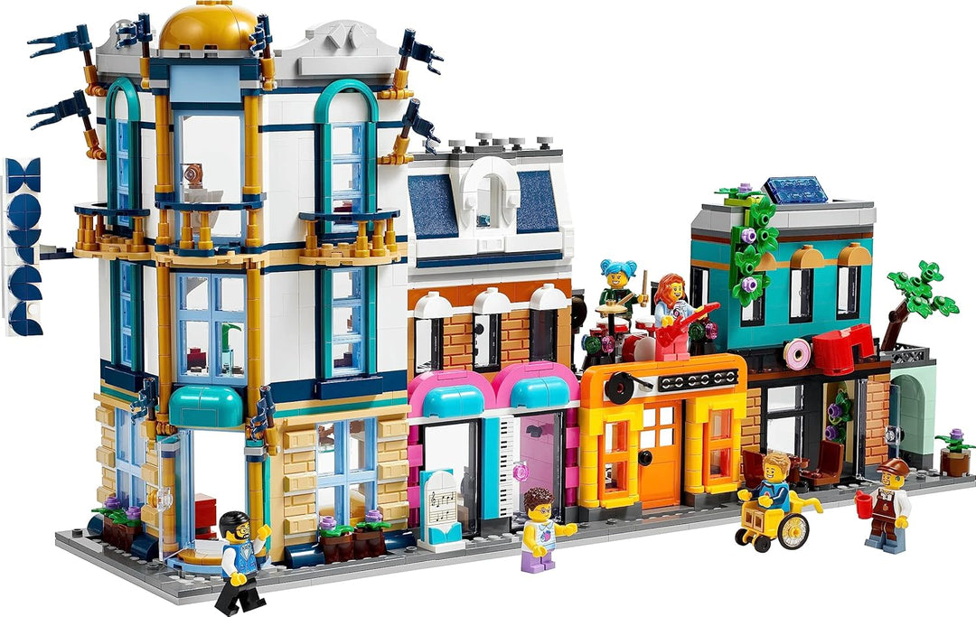 LEGO 31141 Creator 3-in-1 Hauptstrasse zu Art-déco-Hochhaus oder Marktstrasse Modellbau-Set, Konstru