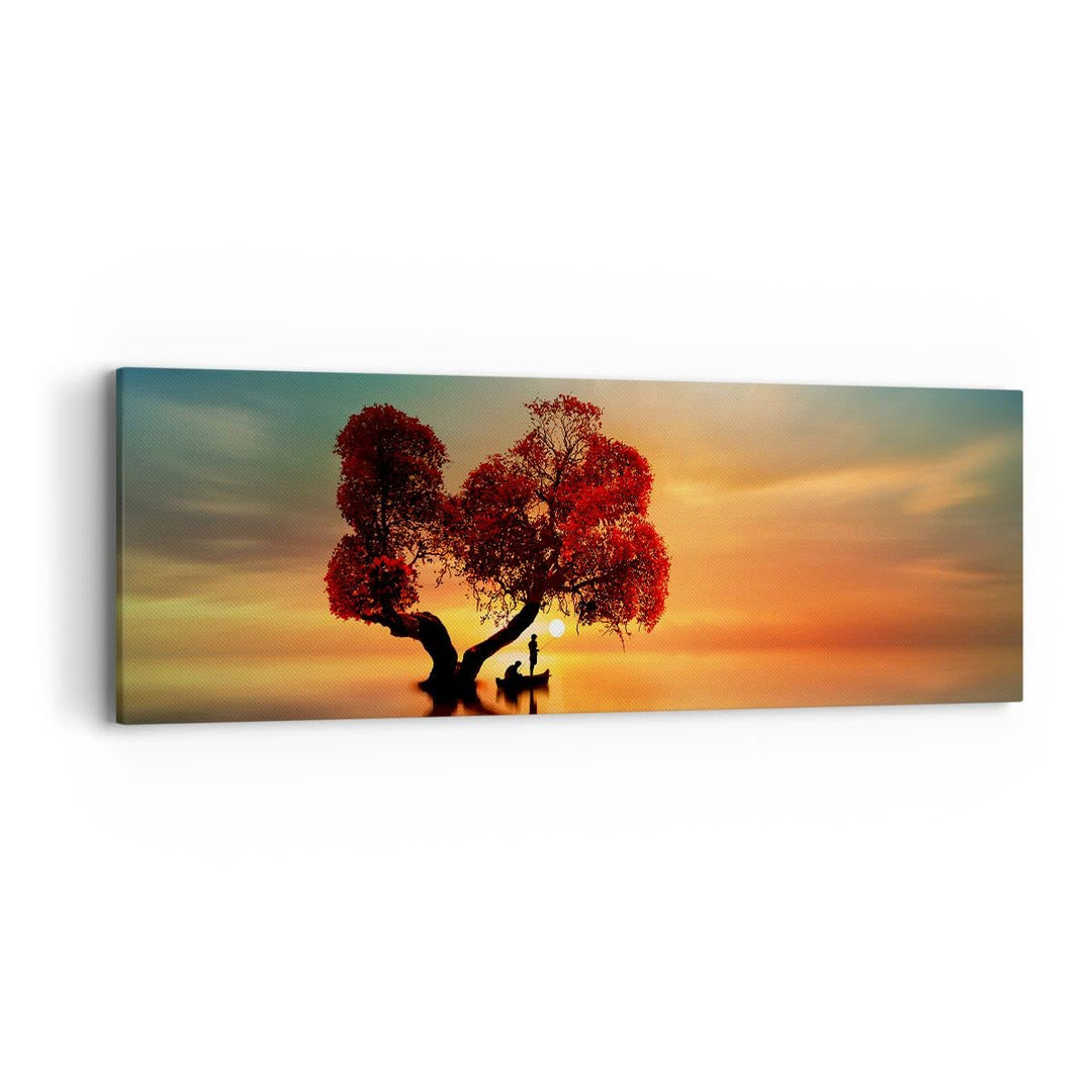 Panorama Bilder auf Leinwand See Natur Nacht Leinwandbild mit Rahmen 90x30cm Wandbilder Dekoration W