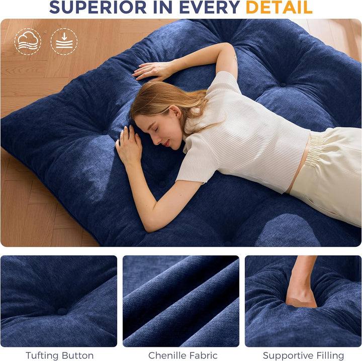 MAXYOYO Futon Matratze, Chenille-Stoff, 15cm Dick Bodenmatratze Verwendbar als Schlafsofa, Geknöpft