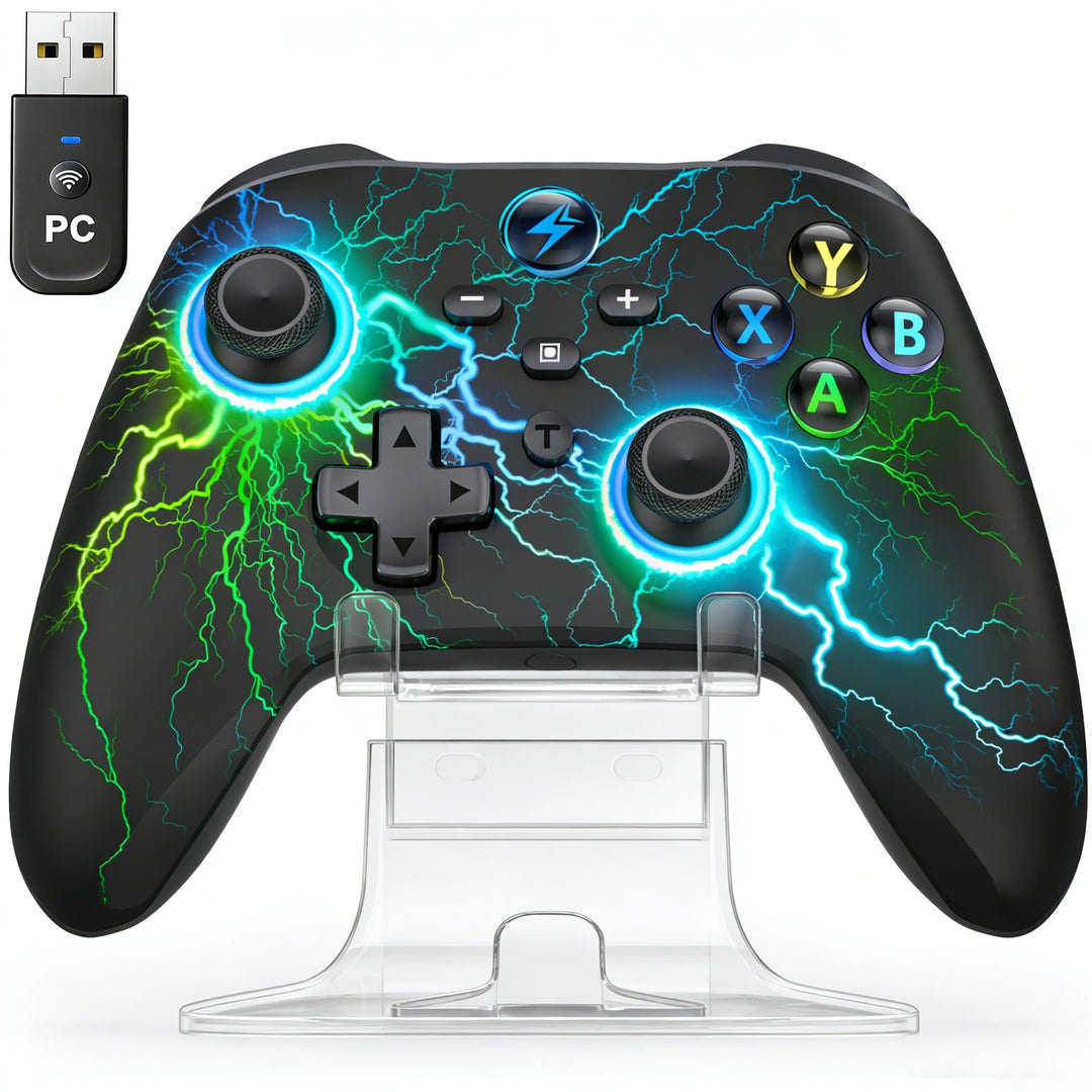Controller PC, 2.4GHz Wireless PC Controller mit Hall Trigger/Cooles RGB Licht/1000mAh, Gaming Contr