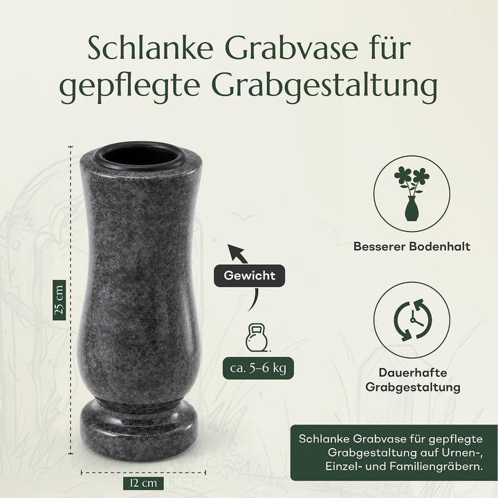 designgrab Taille-medium Grabvase aus Granit Orion