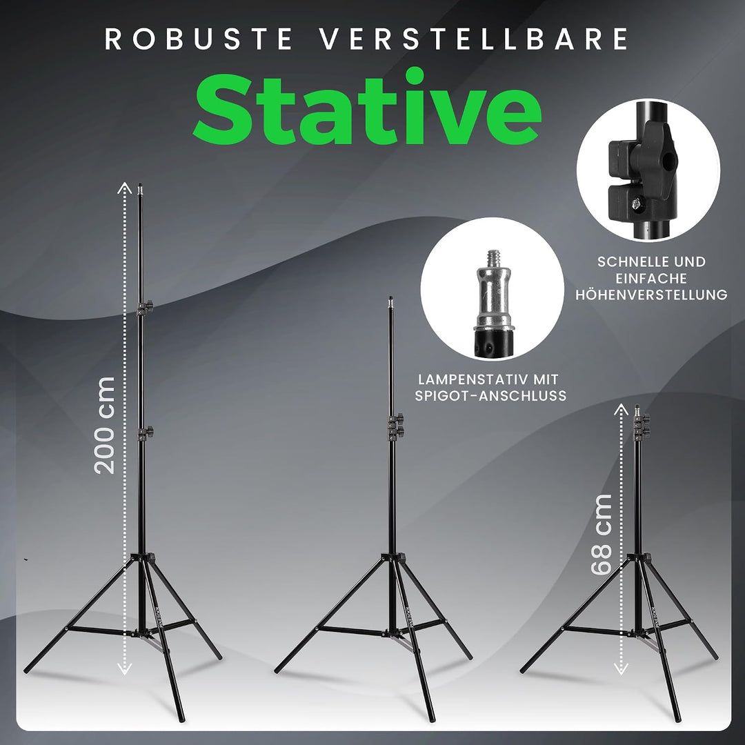 Fotostudio Set – 2 Softbox Licht, 2 Durchlichtschirm, 2 LED Lampen 4800 Lumen 3000-6000K – 50x70 cm