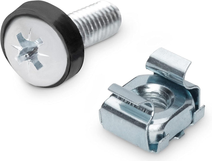 DIGITUS M6 Schrauben & Käfigmuttern – 100 Stück Set – Für 19-Zoll & 10-Zoll Schränke + Klettband für