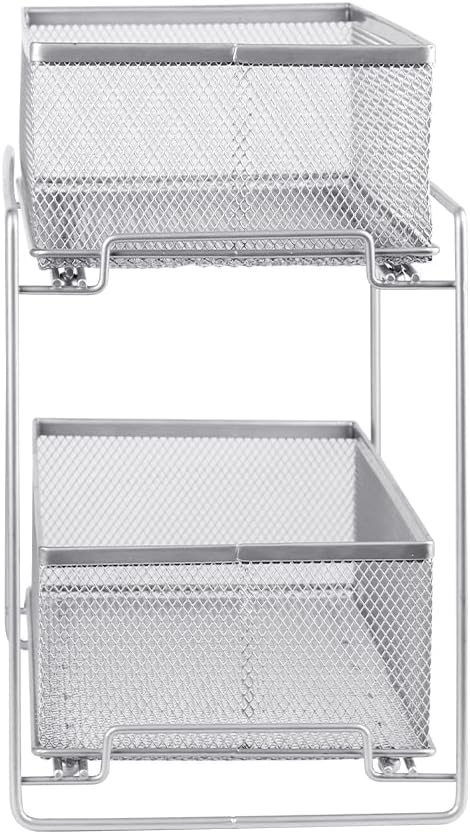 HUOLE 2 Tier Organizer mit Speicher Unter Waschbecken Schiebeschrank Korb herausziehen Snack Organiz