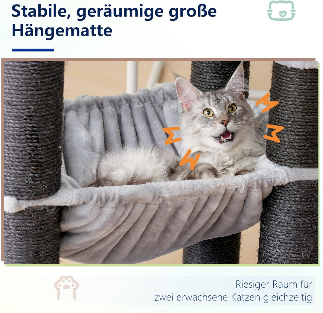 Hey-brother XXL Grosse Kratzbaum für Maine Katze, 168cm Katzenbaum für gross Katzen, mit übergrosser