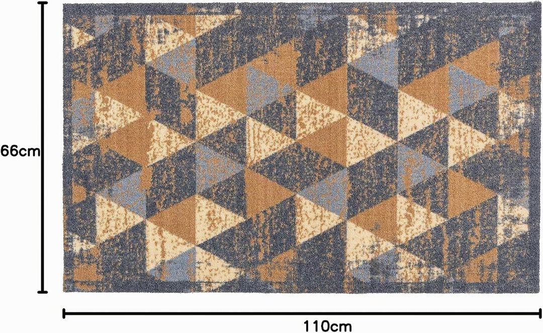 Astra rutschfeste Sauberlaufmatte innen - Dreiecke grau-braun 66 x 110 cm - Wohnraum Fussmatte Desig
