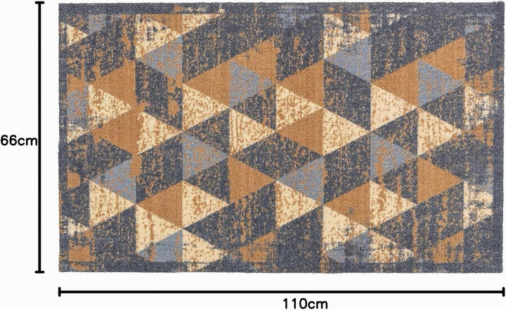 Astra rutschfeste Sauberlaufmatte innen - Dreiecke grau-braun 66 x 110 cm - Wohnraum Fussmatte Desig
