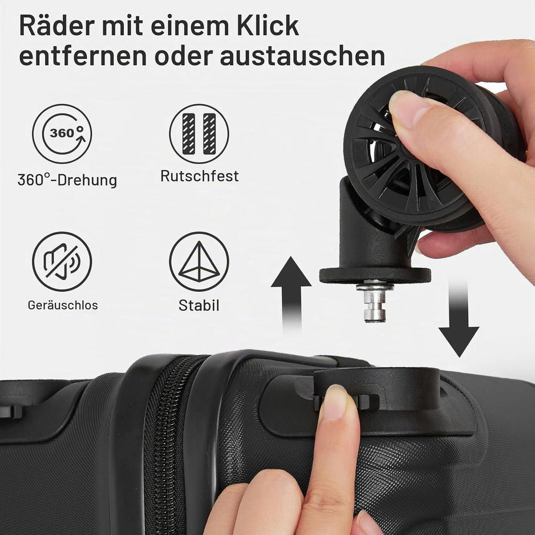 KONO Koffer Trolley Reisekoffer aus ABS+PC – Leichter Hartschalenkoffer mit 4 Zwillingsrollen und TS