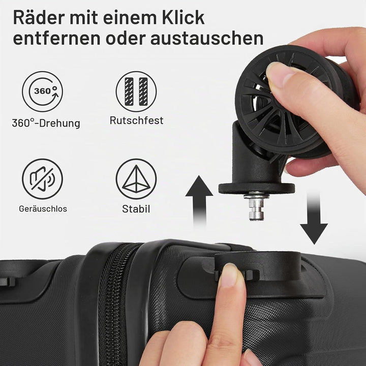 KONO Koffer Trolley Reisekoffer aus ABS+PC – Leichter Hartschalenkoffer mit 4 Zwillingsrollen und TS
