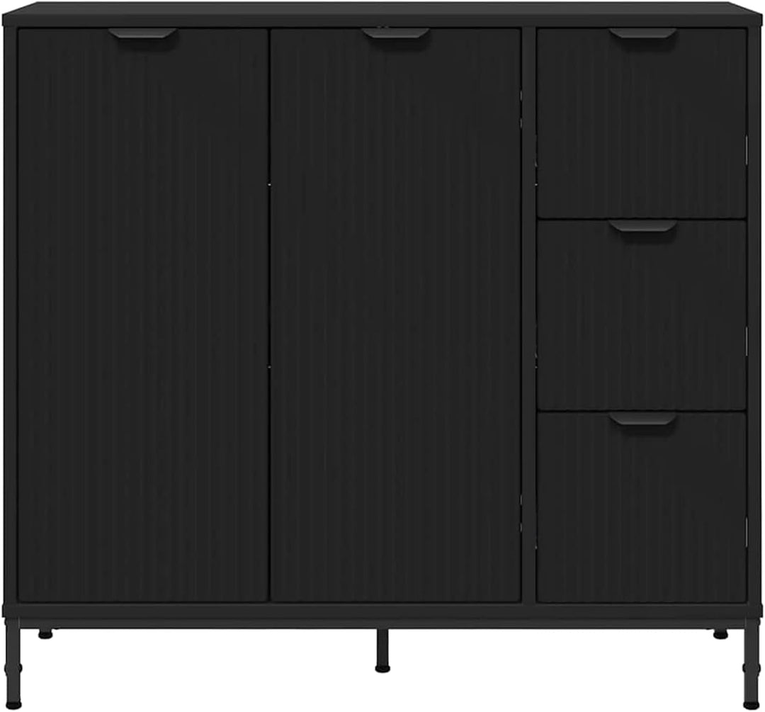 Homgoday Sideboard Schwarz 89,5 x 33 x 82 cm Holzwerkstoff Anrichte Model883455