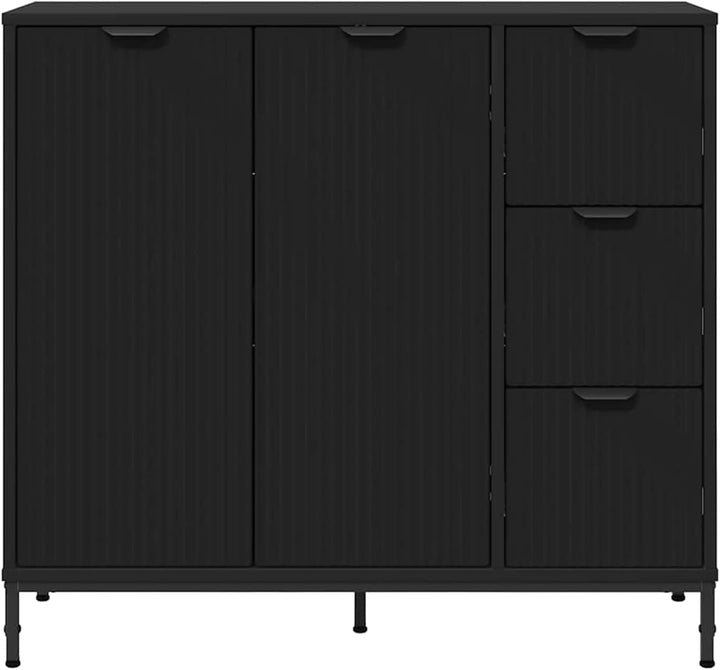 Homgoday Sideboard Schwarz 89,5 x 33 x 82 cm Holzwerkstoff Anrichte Model883455