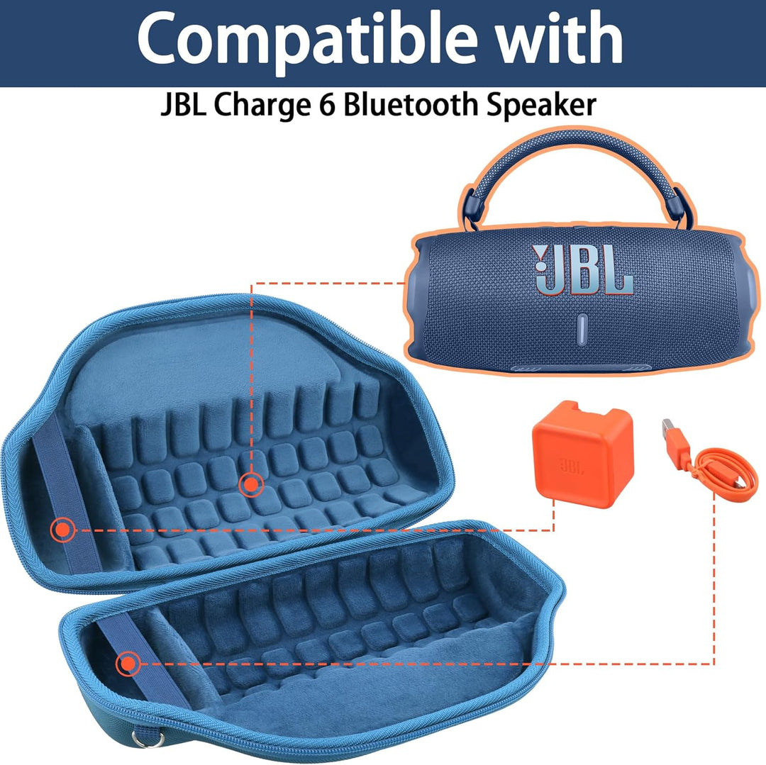 co2CREA Hart Reise Schutz Hülle Etui Tasche für JBL Charge 6 Bluetooth Lautsprecher mit abnehmbarem