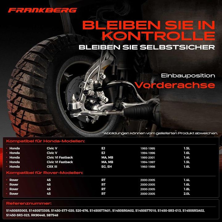 Frankberg 1x Querlenker Radaufhängung Vorderachse Rechts Oben Kompatibel mit Civic VI Fastback MA MB