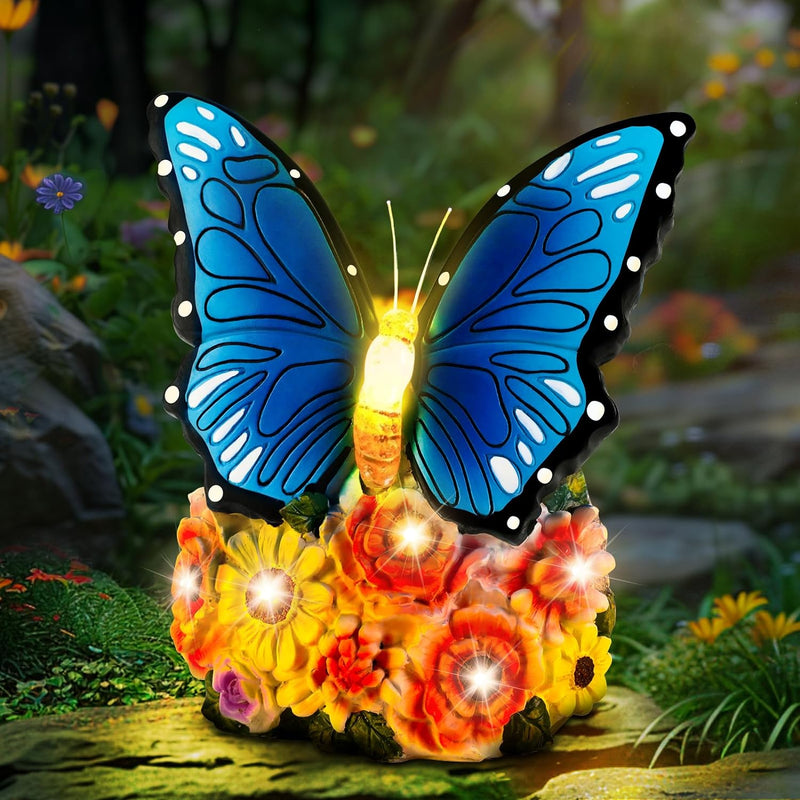 Linkax Geschenke für Frauen Mama Oma, Solar Gartenfiguren Schmetterling Gartendeko für Draussen, mit