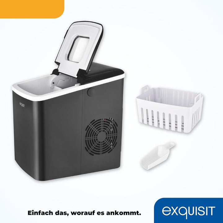 Exquisit Eiswürfelmaschine EM 6002 sw | Eiswürfelproduktion in 7 Minuten | 1,8 Liter Wassertank | oh