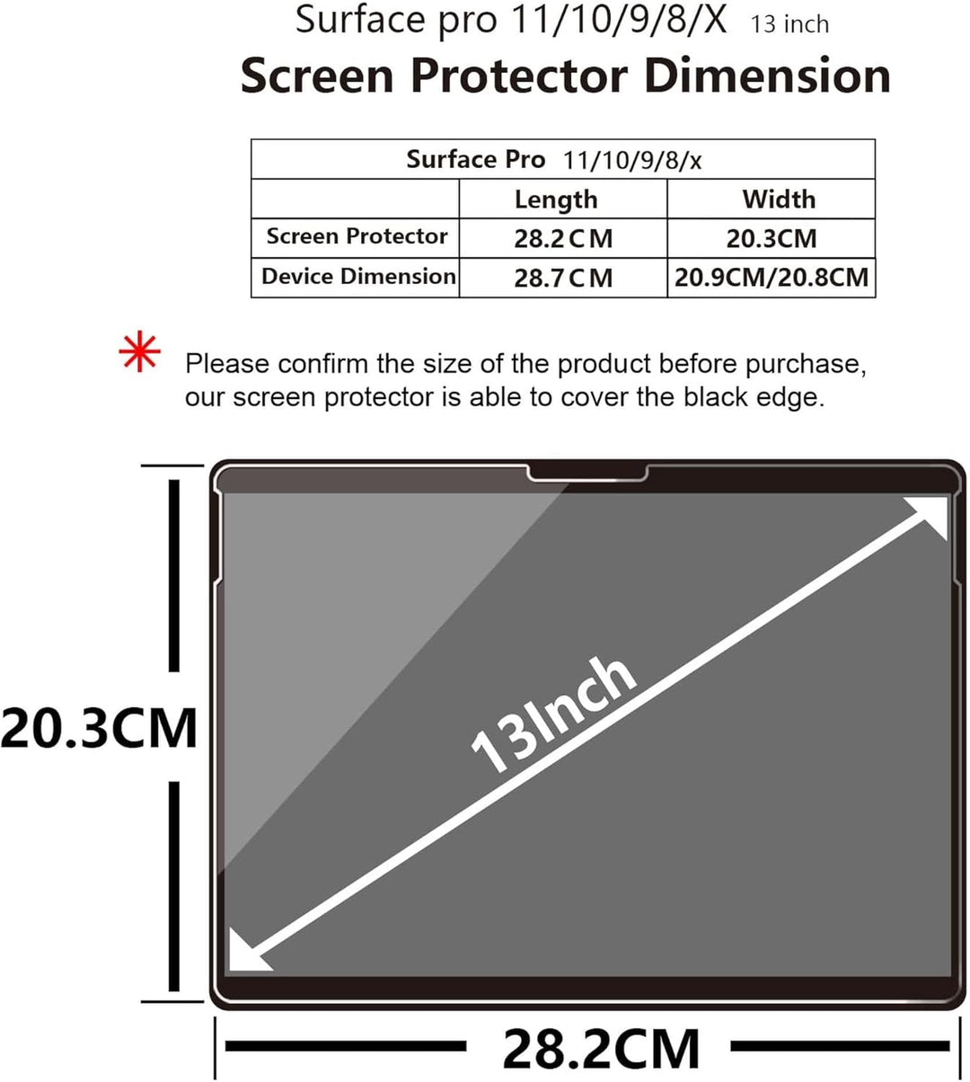 Adeway Displayschutzfolie aus gehärtetem Glas für Microsoft Surface Pro 11/ Pro 9/ Pro 10/8/X, Premi