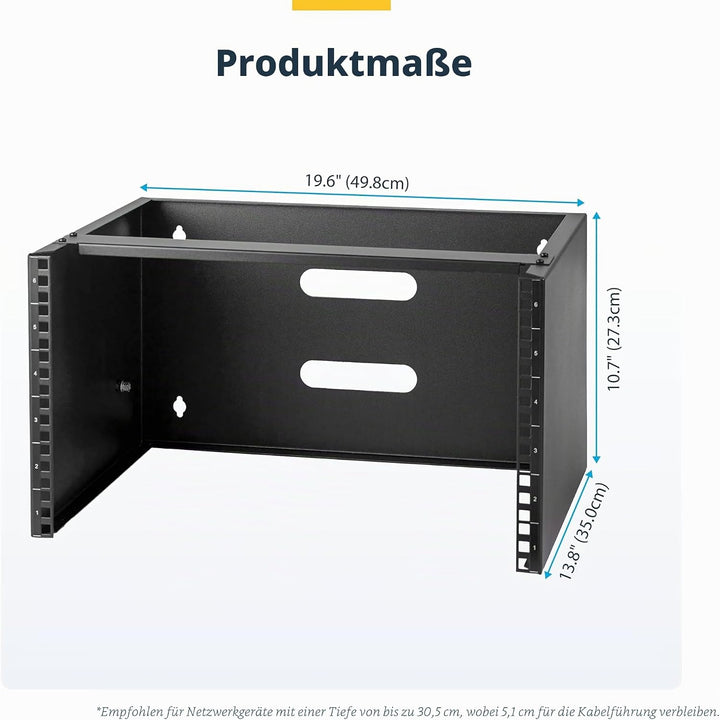 StarTech.com 6HE Netzwerkschrank 19 Zoll 6HE für Wandmontage - 14 Zoll tief - kleiner serverschrank/