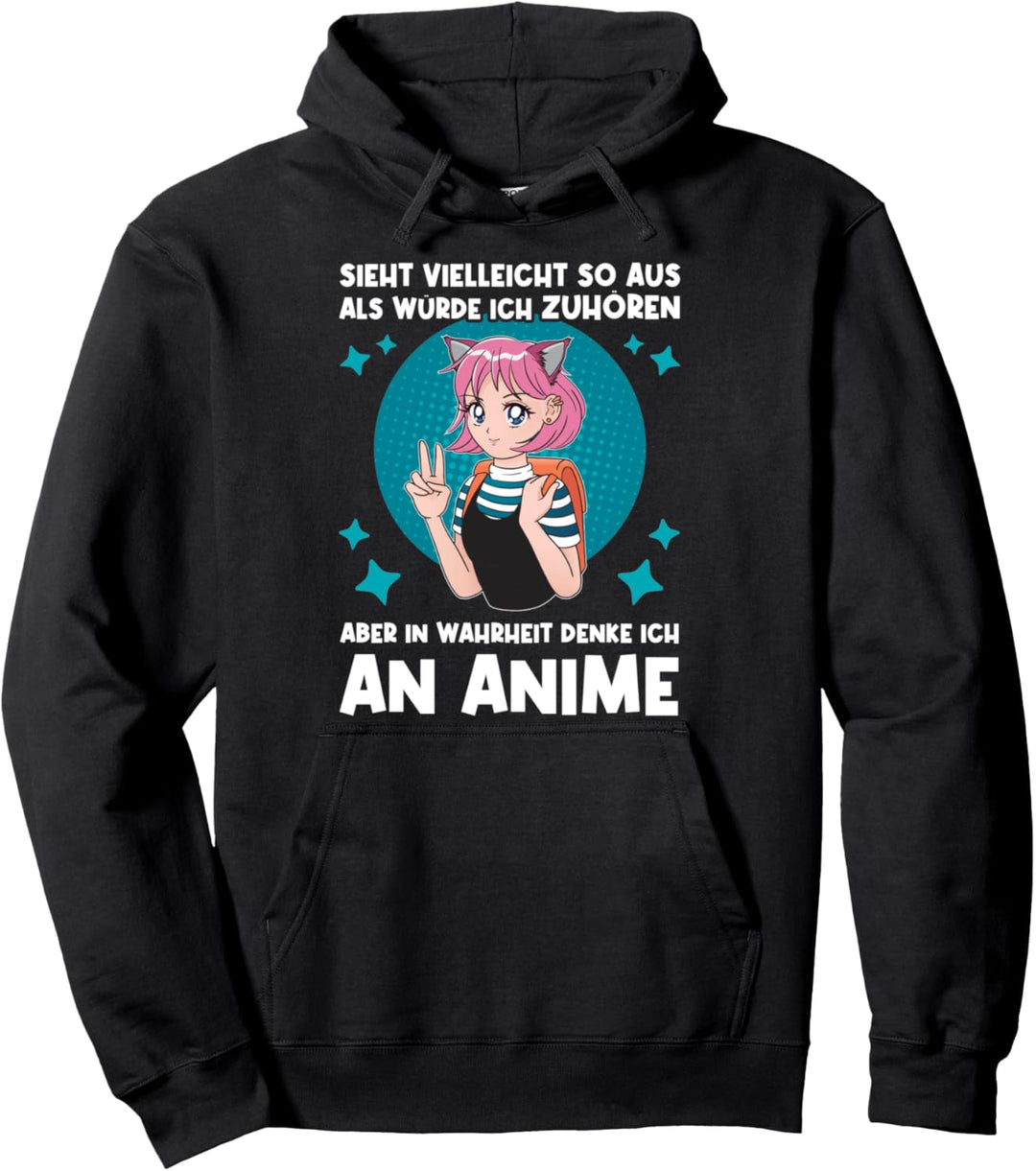 Lustiger Anime Spruch Neko Anime Girl Manga Merch Zuhören Pullover Hoodie