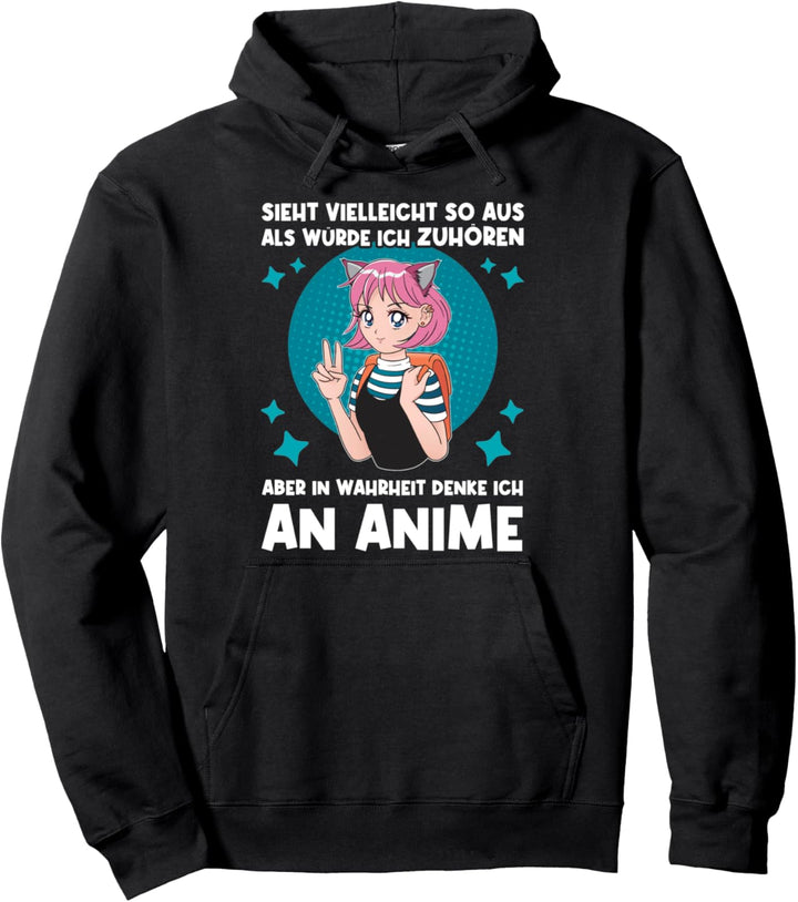 Lustiger Anime Spruch Neko Anime Girl Manga Merch Zuhören Pullover Hoodie