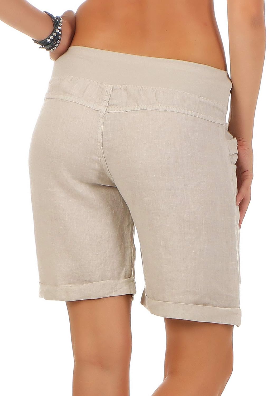 Malito Damen Bermuda aus Leinen - lässige Kurze Hose - Shorts für den Strand - leichte Pants - Hotpa